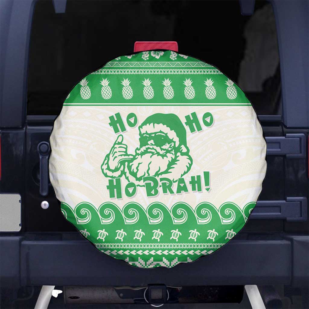 Green Mele Kalikimaka Hawaii Spare Tire Cover Funny Ho Ho Ho Santa Shaka - Polynesian Pride