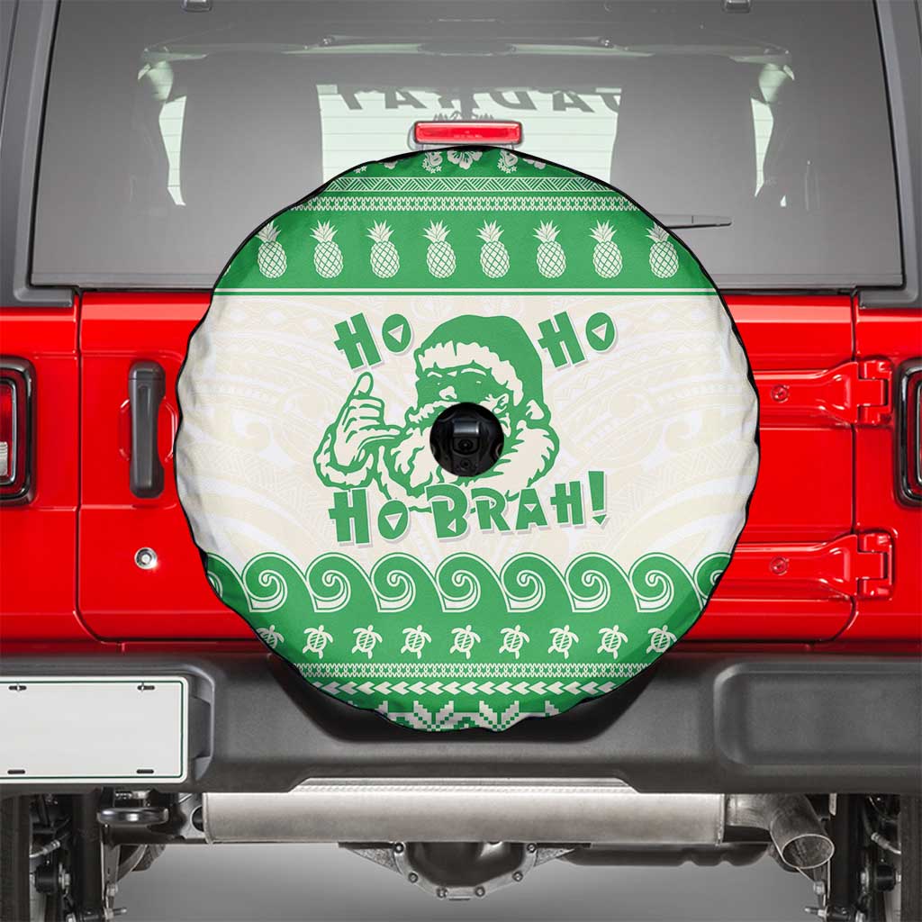 Green Mele Kalikimaka Hawaii Spare Tire Cover Funny Ho Ho Ho Santa Shaka - Polynesian Pride