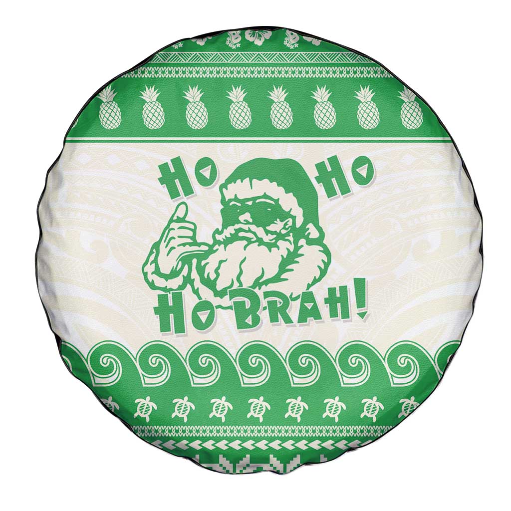 Green Mele Kalikimaka Hawaii Spare Tire Cover Funny Ho Ho Ho Santa Shaka - Polynesian Pride