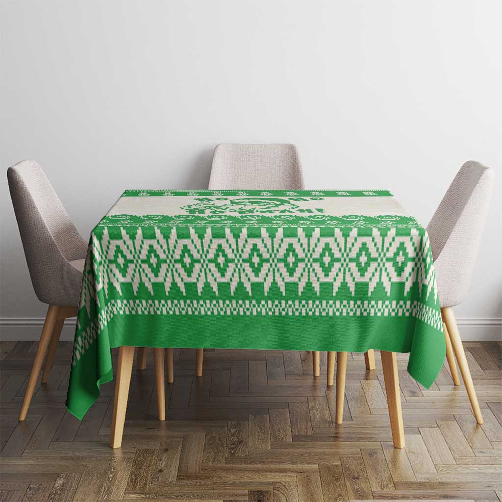 Green Mele Kalikimaka Hawaii Tablecloth Funny Ho Ho Ho Santa Shaka - Polynesian Pride