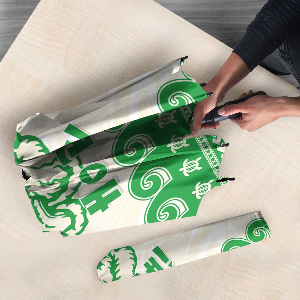 Green Mele Kalikimaka Hawaii Umbrella Funny Ho Ho Ho Santa Shaka LT14 - Polynesian Pride