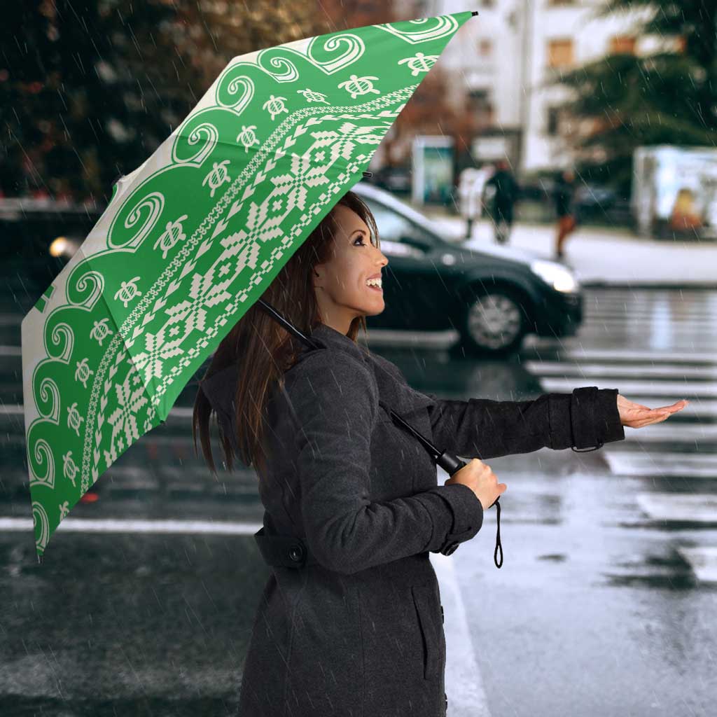 Green Mele Kalikimaka Hawaii Umbrella Funny Ho Ho Ho Santa Shaka LT14 - Polynesian Pride