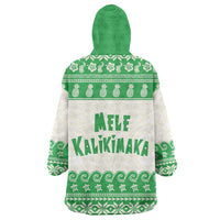 Green Mele Kalikimaka Hawaii Wearable Blanket Hoodie Funny Ho Ho Ho Santa Shaka - Polynesian Pride