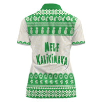 Green Mele Kalikimaka Hawaii Women Polo Shirt Funny Ho Ho Ho Santa Shaka - Polynesian Pride