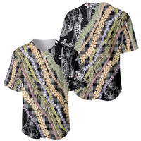 Black Palaka Hawaii Leis Baseball Jersey Hawaiian-plaid Elegant Tropical Vibes - Polynesian Pride