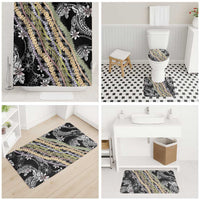 Black Palaka Hawaii Leis Bathroom Set Hawaiian-plaid Elegant Tropical Vibes - Polynesian Pride