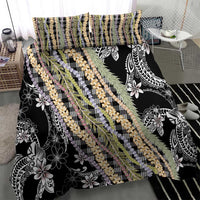 Black Palaka Hawaii Leis Bedding Set Hawaiian-plaid Elegant Tropical Vibes - Polynesian Pride