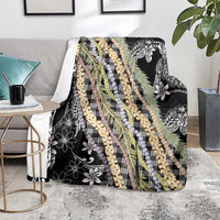 Black Palaka Hawaii Leis Blanket Hawaiian-plaid Elegant Tropical Vibes - Polynesian Pride