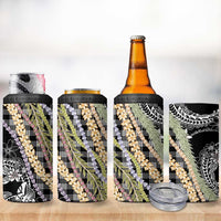 Black Palaka Hawaii Leis 4 in 1 Can Cooler Tumbler Hawaiian-plaid Elegant Tropical Vibes LT14 - Polynesian Pride