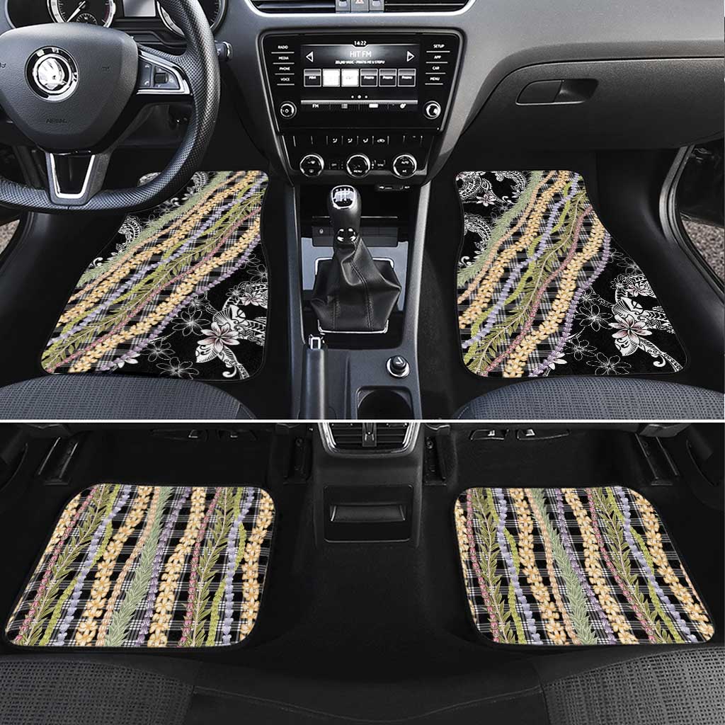 Black Palaka Hawaii Leis Car Mats Hawaiian-plaid Elegant Tropical Vibes - Polynesian Pride