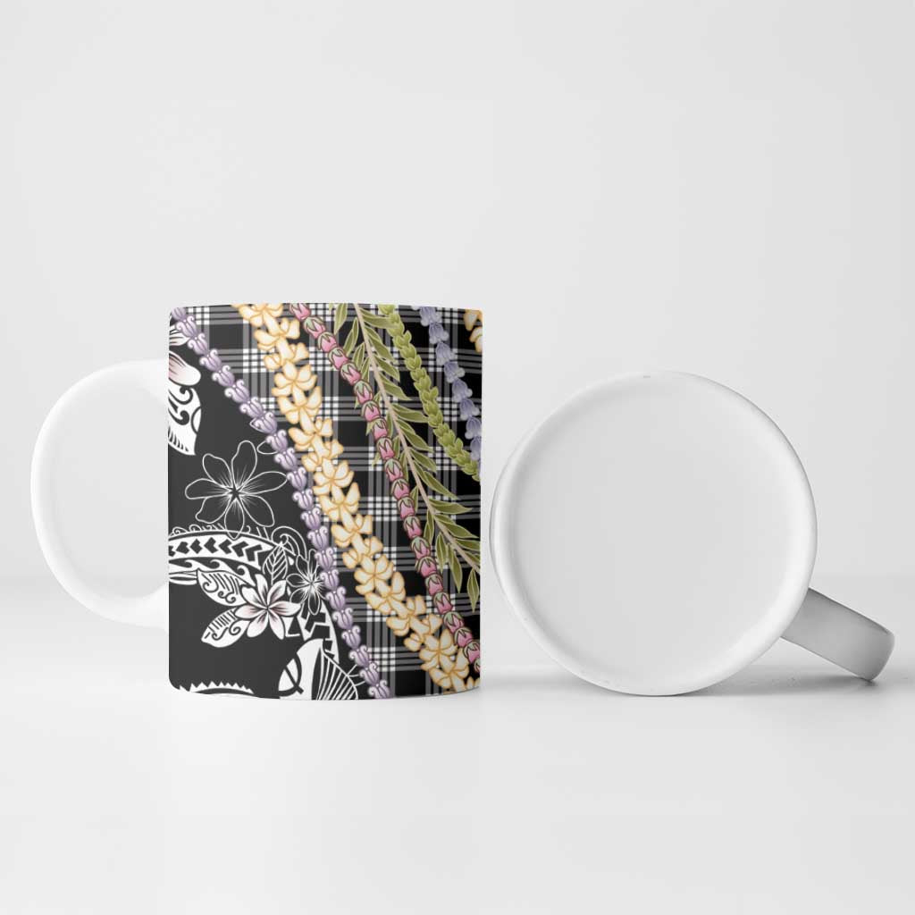 Black Palaka Hawaii Leis Ceramic Mug Hawaiian-plaid Elegant Tropical Vibes LT14 - Polynesian Pride