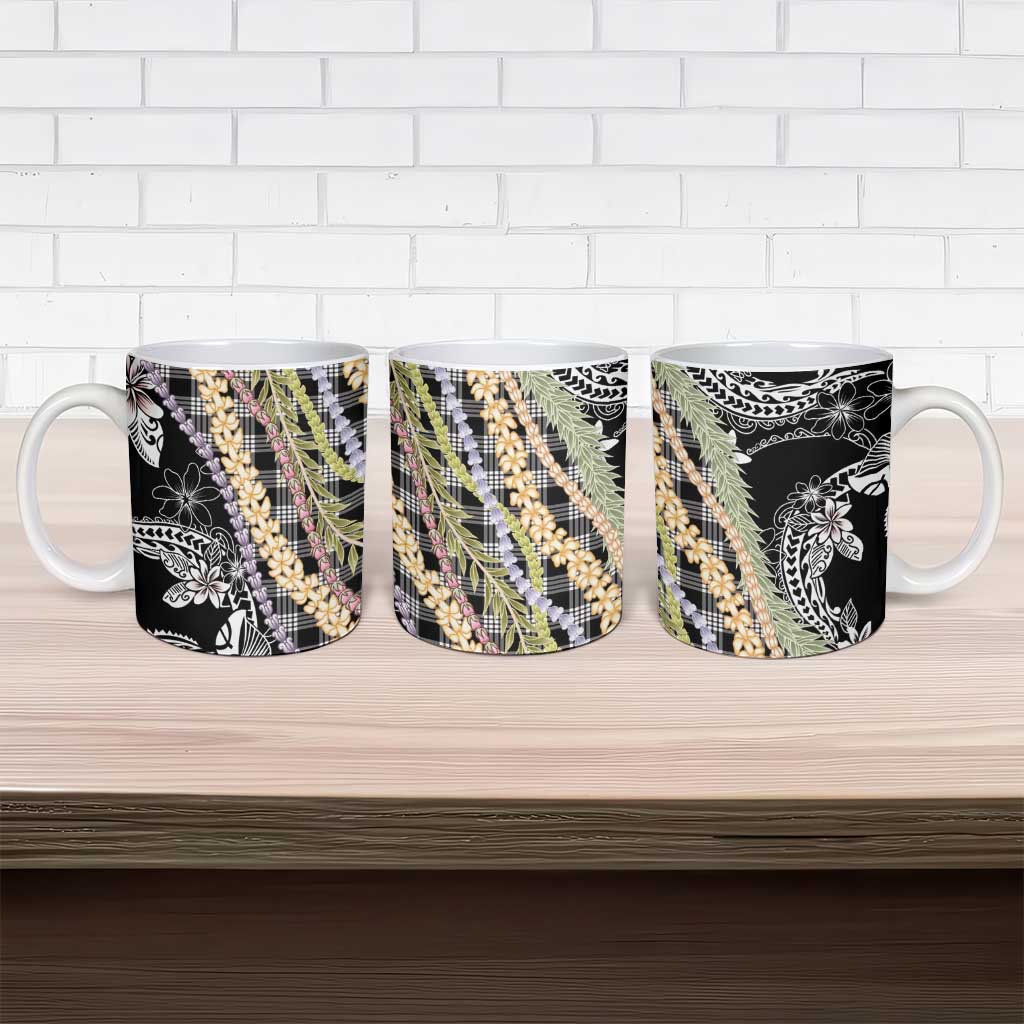 Black Palaka Hawaii Leis Ceramic Mug Hawaiian-plaid Elegant Tropical Vibes LT14 - Polynesian Pride