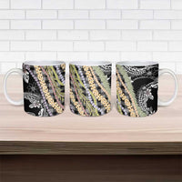 Black Palaka Hawaii Leis Ceramic Mug Hawaiian-plaid Elegant Tropical Vibes LT14 - Polynesian Pride