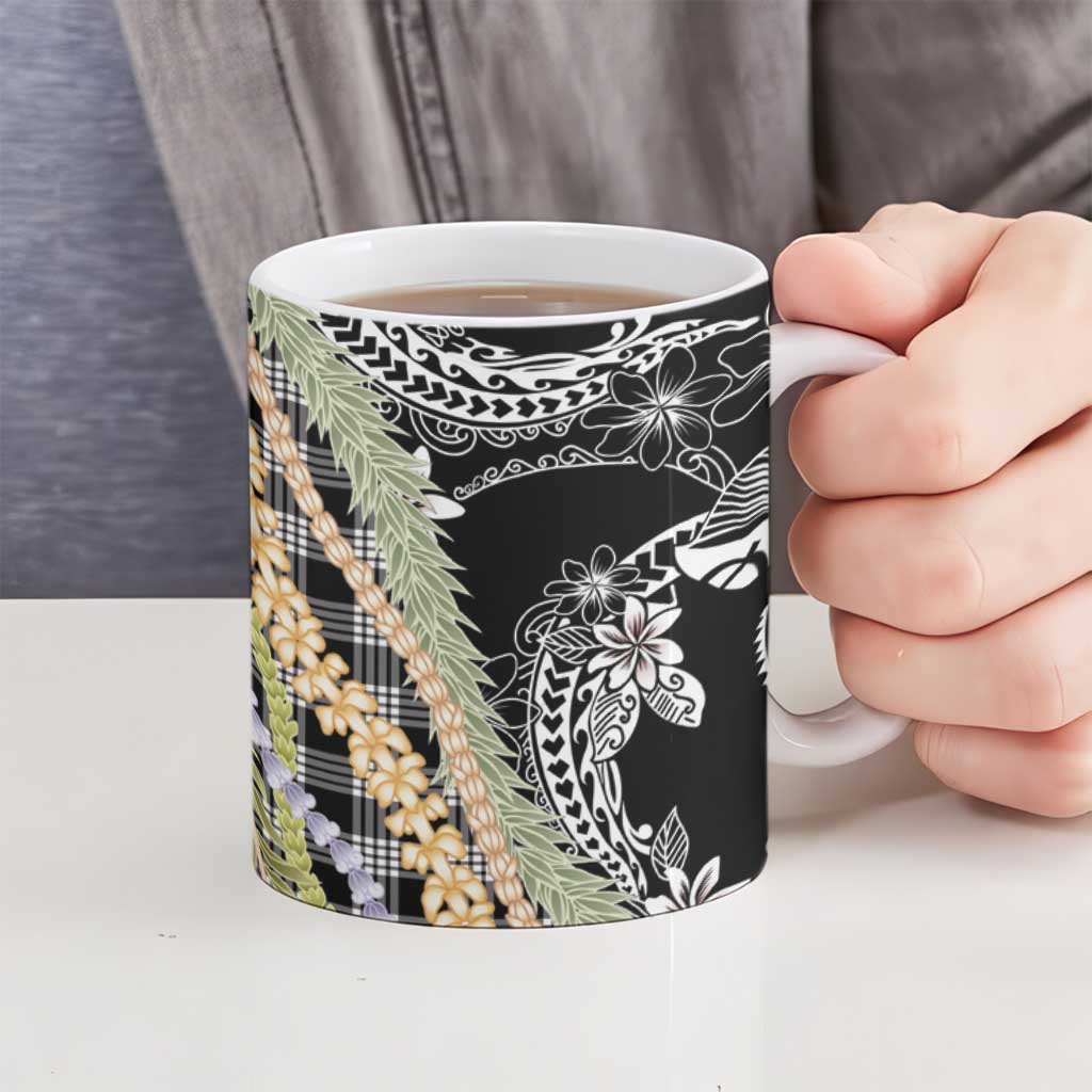 Black Palaka Hawaii Leis Ceramic Mug Hawaiian-plaid Elegant Tropical Vibes LT14 - Polynesian Pride