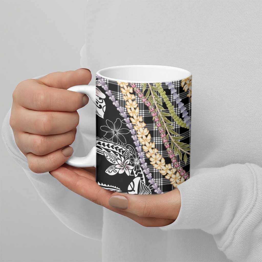 Black Palaka Hawaii Leis Ceramic Mug Hawaiian-plaid Elegant Tropical Vibes LT14 - Polynesian Pride