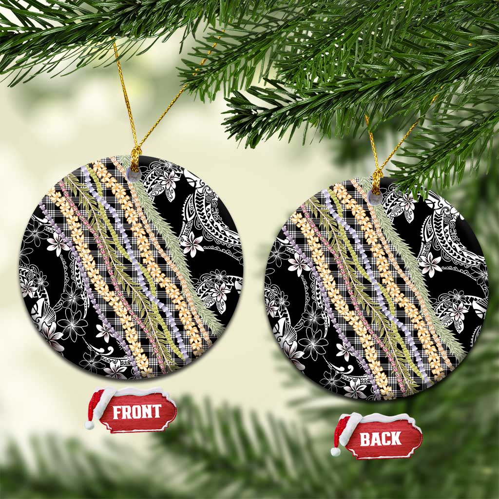 Black Palaka Hawaii Leis Ceramic Ornament Hawaiian-plaid Elegant Tropical Vibes - Polynesian Pride