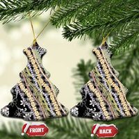 Black Palaka Hawaii Leis Ceramic Ornament Hawaiian-plaid Elegant Tropical Vibes - Polynesian Pride