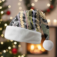 Black Palaka Hawaii Leis Christmas Santa Hat Hawaiian-plaid Elegant Tropical Vibes - Polynesian Pride