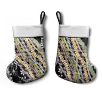 Black Palaka Hawaii Leis Christmas Stocking Hawaiian-plaid Elegant Tropical Vibes - Polynesian Pride