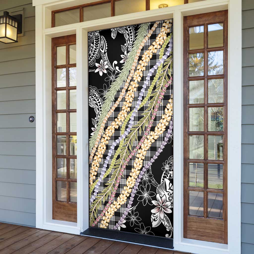 Black Palaka Hawaii Leis Door Cover Hawaiian-plaid Elegant Tropical Vibes LT14 - Polynesian Pride