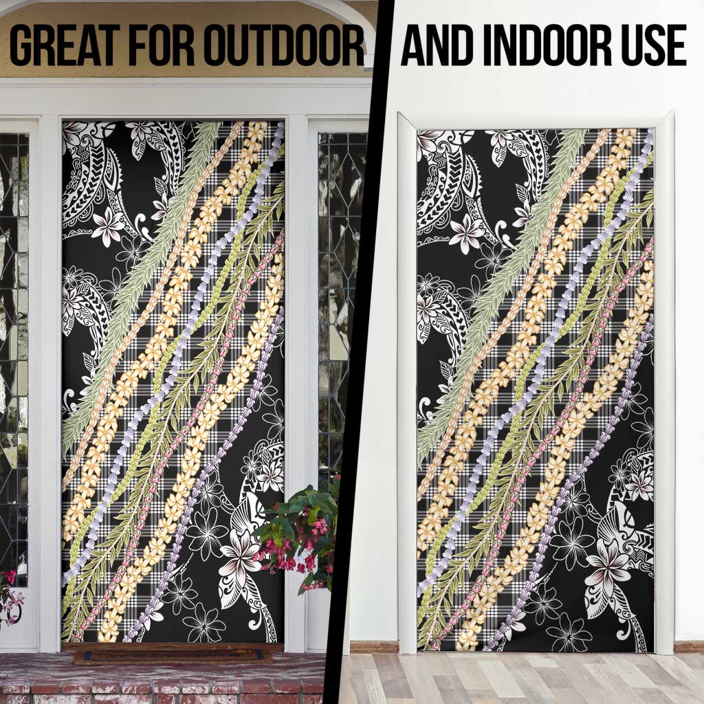 Black Palaka Hawaii Leis Door Cover Hawaiian-plaid Elegant Tropical Vibes LT14 - Polynesian Pride