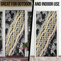 Black Palaka Hawaii Leis Door Cover Hawaiian-plaid Elegant Tropical Vibes LT14 - Polynesian Pride