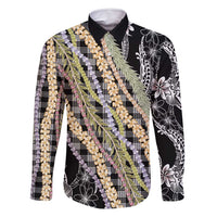 Black Palaka Hawaii Leis Family Matching Off Shoulder Short Dress and Hawaiian Shirt Hawaiian-plaid Elegant Tropical Vibes - Polynesian Pride