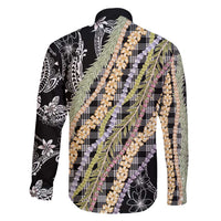 Black Palaka Hawaii Leis Family Matching Puletasi and Hawaiian Shirt Hawaiian-plaid Elegant Tropical Vibes - Polynesian Pride