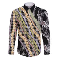 Black Palaka Hawaii Leis Family Matching Short Sleeve Bodycon Dress and Hawaiian Shirt Hawaiian-plaid Elegant Tropical Vibes - Polynesian Pride