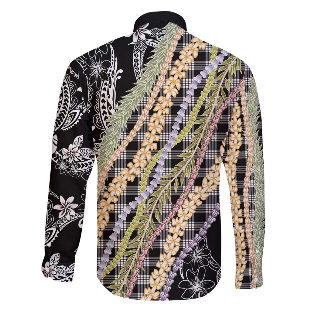 Black Palaka Hawaii Leis Family Matching Tank Maxi Dress and Hawaiian Shirt Hawaiian-plaid Elegant Tropical Vibes - Polynesian Pride