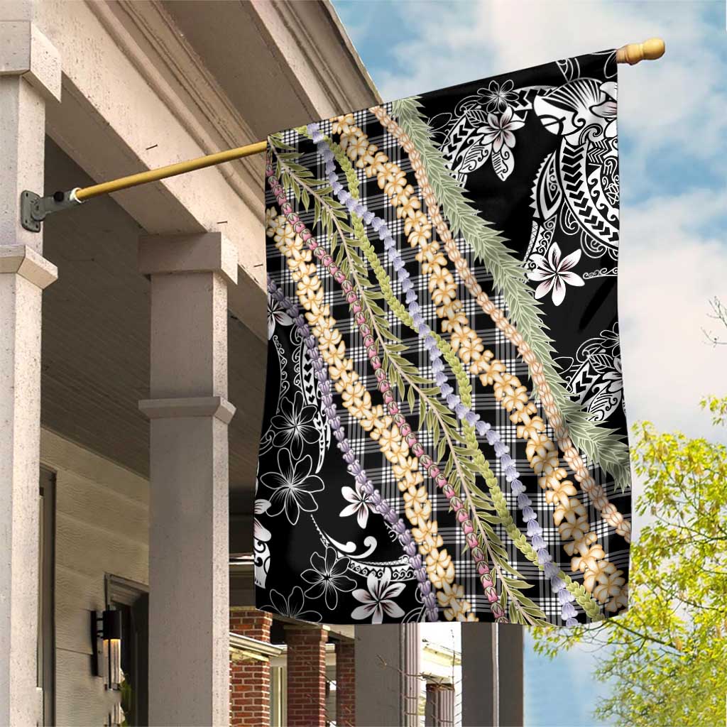 Black Palaka Hawaii Leis Garden Flag Hawaiian-plaid Elegant Tropical Vibes - Polynesian Pride