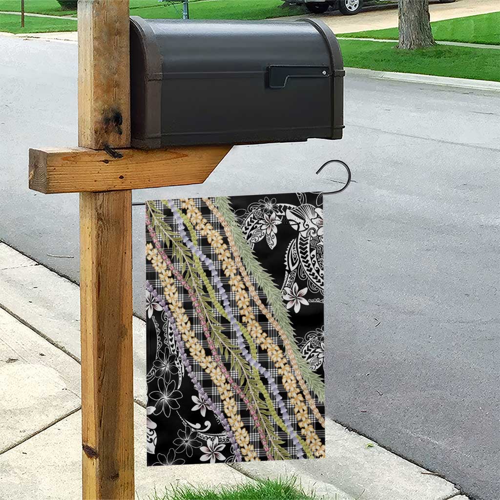 Black Palaka Hawaii Leis Garden Flag Hawaiian-plaid Elegant Tropical Vibes - Polynesian Pride