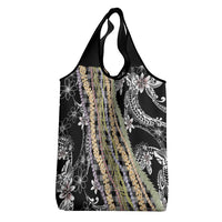 Black Palaka Hawaii Leis Grocery Bag Hawaiian-plaid Elegant Tropical Vibes LT14 - Polynesian Pride