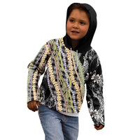 Black Palaka Hawaii Leis Kid Hoodie Hawaiian-plaid Elegant Tropical Vibes - Polynesian Pride