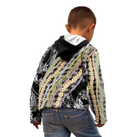 Black Palaka Hawaii Leis Kid Hoodie Hawaiian-plaid Elegant Tropical Vibes - Polynesian Pride