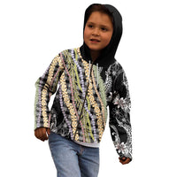 Black Palaka Hawaii Leis Kid Hoodie Hawaiian-plaid Elegant Tropical Vibes - Polynesian Pride