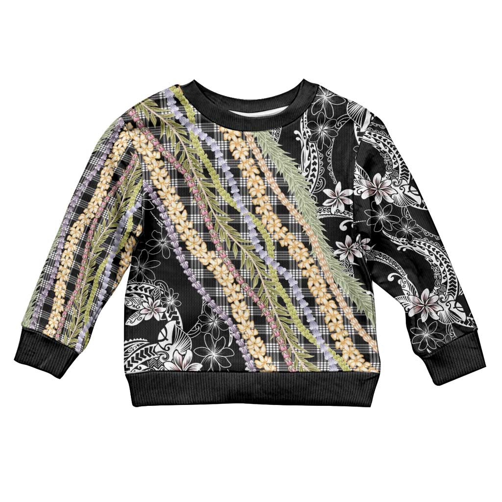 Black Palaka Hawaii Leis Kid Ugly Christmas Sweater Hawaiian-plaid Elegant Tropical Vibes - Polynesian Pride