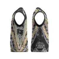 Black Palaka Hawaii Leis Christmas Knitted V-Neck Vest Hawaiian-plaid Elegant Tropical Vibes - Polynesian Pride