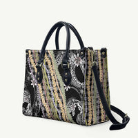 Black Palaka Hawaii Leis Leather Bag Hawaiian-plaid Elegant Tropical Vibes LT14 Black - Polynesian Pride