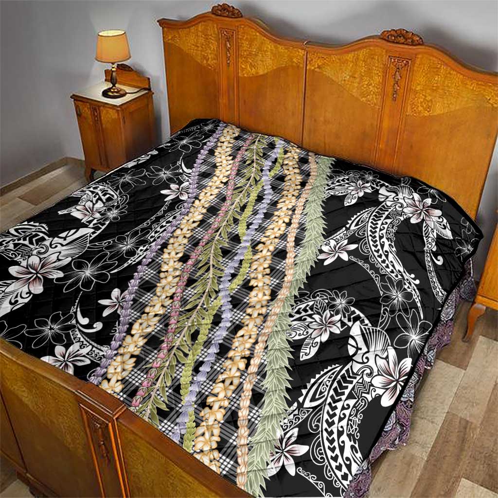 Black Palaka Hawaii Leis Quilt Hawaiian-plaid Elegant Tropical Vibes LT14 - Polynesian Pride