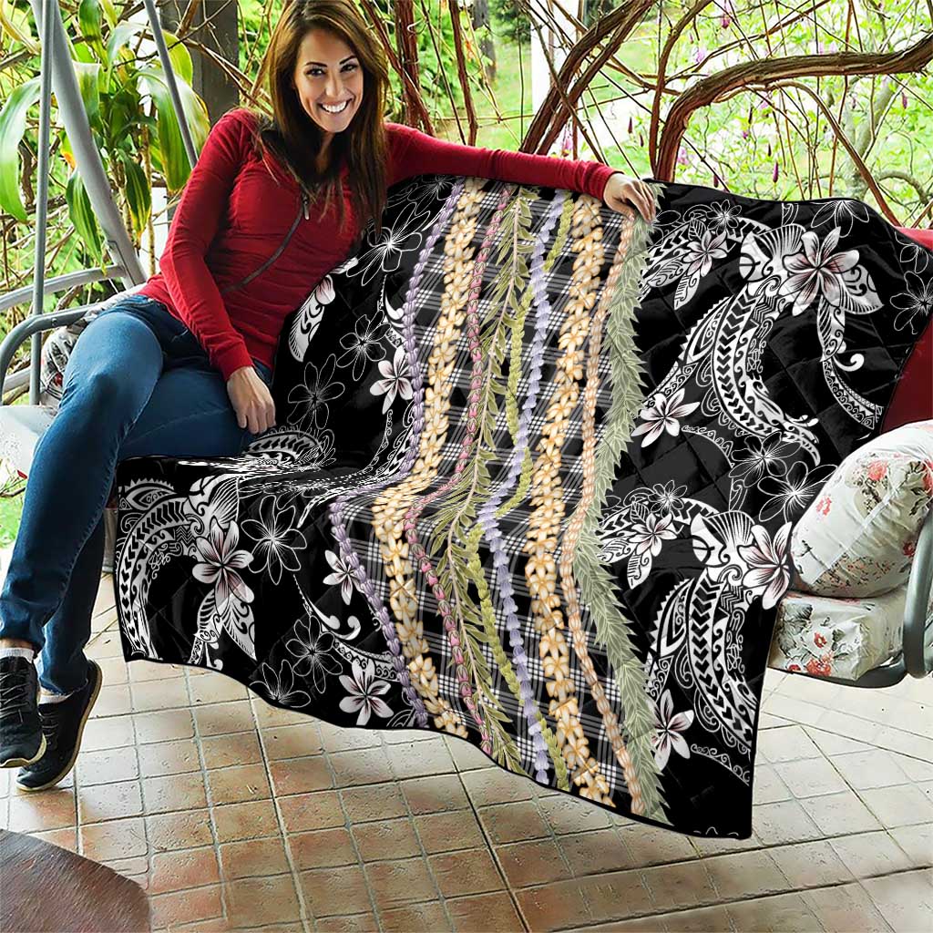 Black Palaka Hawaii Leis Quilt Hawaiian-plaid Elegant Tropical Vibes LT14 - Polynesian Pride