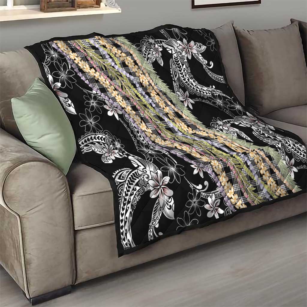 Black Palaka Hawaii Leis Quilt Hawaiian-plaid Elegant Tropical Vibes LT14 - Polynesian Pride