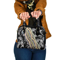 Black Palaka Hawaii Leis Shoulder Handbag Hawaiian-plaid Elegant Tropical Vibes - Polynesian Pride