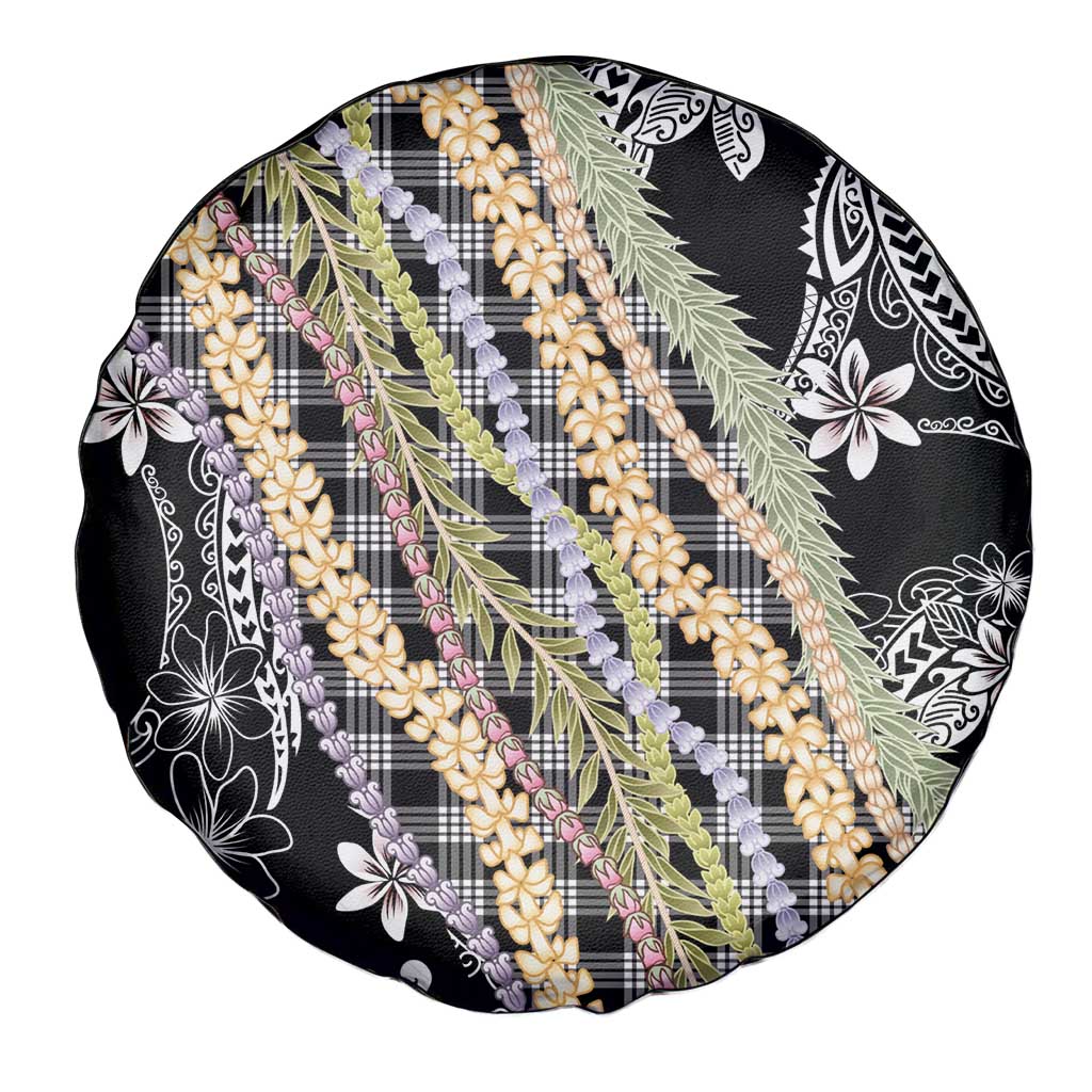 Black Palaka Hawaii Leis Spare Tire Cover Hawaiian-plaid Elegant Tropical Vibes - Polynesian Pride
