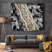 Black Palaka Hawaii Leis Tapestry Hawaiian-plaid Elegant Tropical Vibes - Polynesian Pride