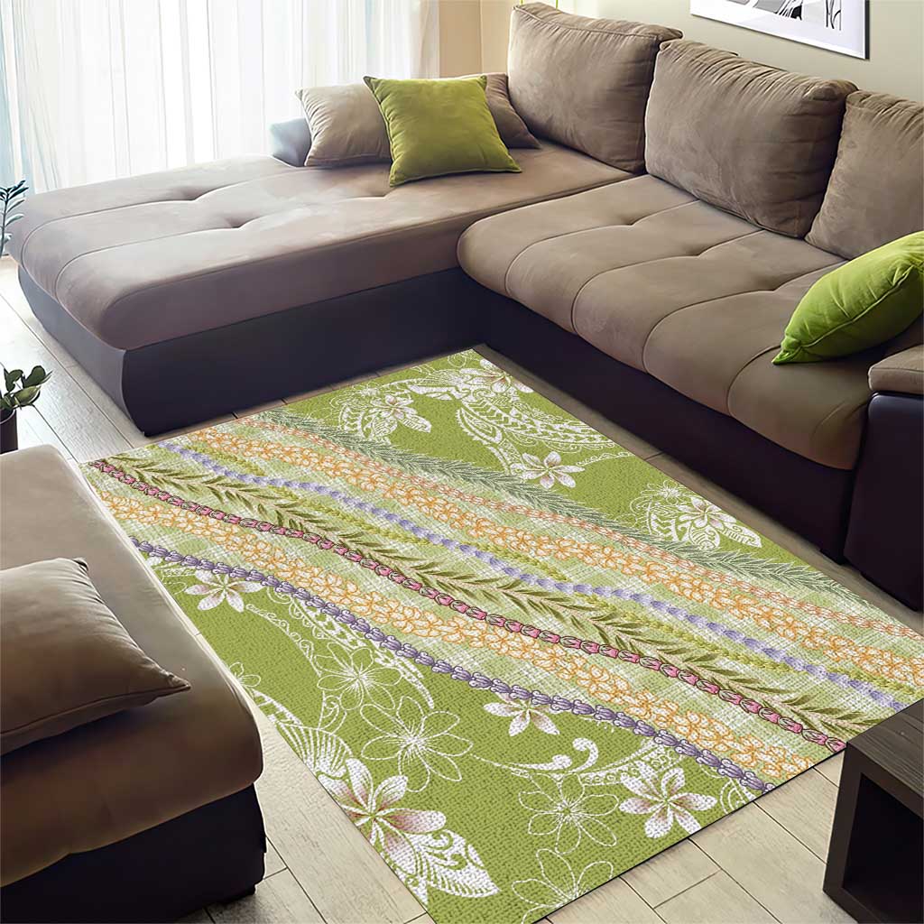 Green Palaka Hawaii Leis Area Rug Hawaiian-plaid Elegant Tropical Vibes - Polynesian Pride
