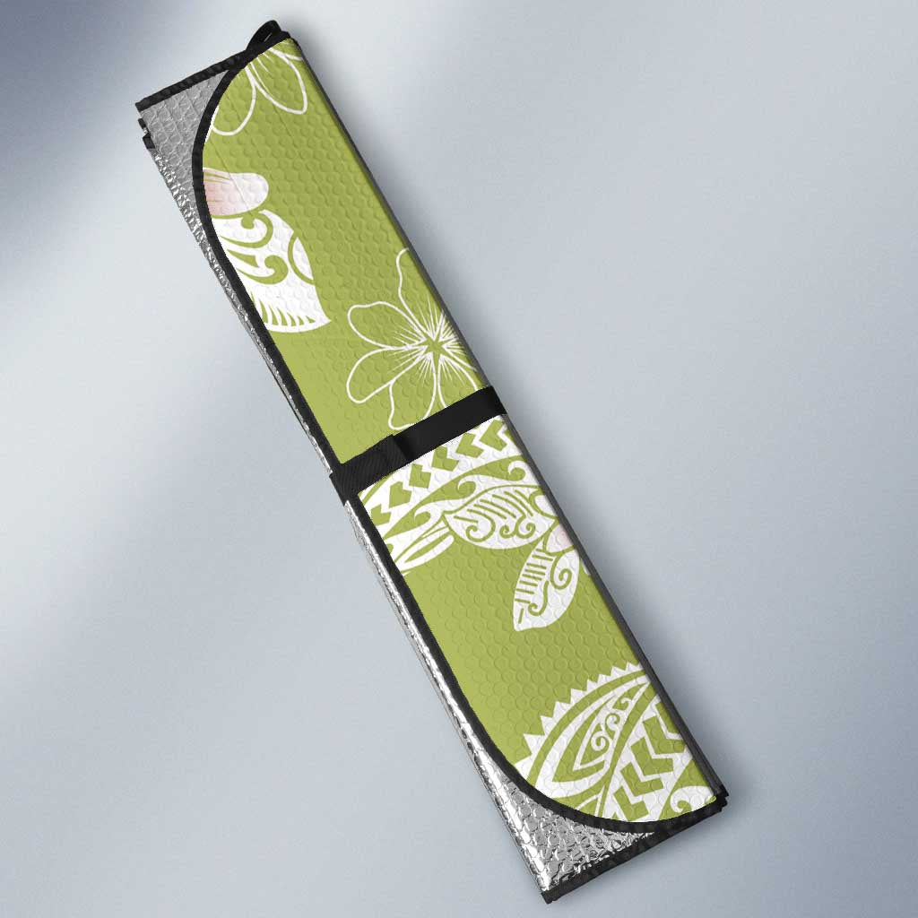 Green Palaka Hawaii Leis Auto Sun Shade Hawaiian-plaid Elegant Tropical Vibes LT14 - Polynesian Pride