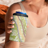 Green Palaka Hawaii Leis 4 in 1 Can Cooler Tumbler Hawaiian-plaid Elegant Tropical Vibes - Polynesian Pride