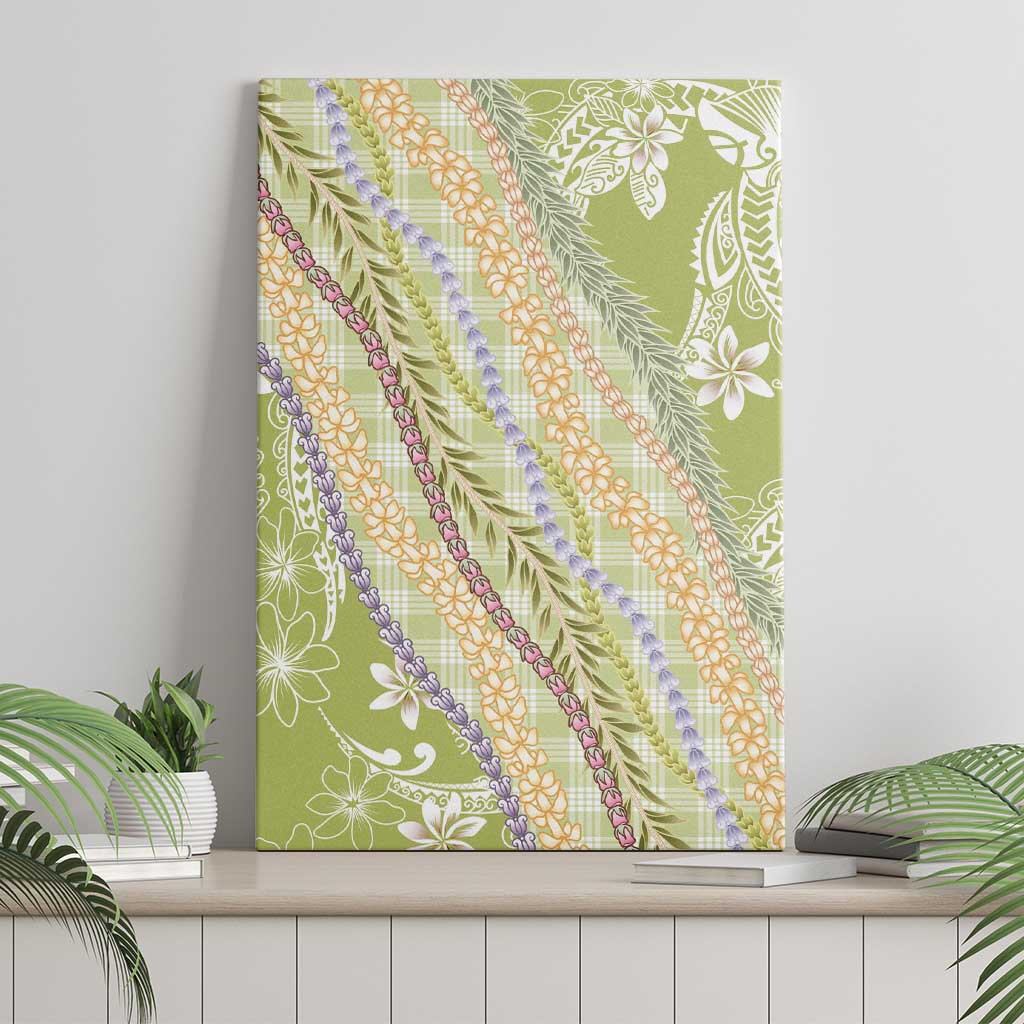 Green Palaka Hawaii Leis Canvas Wall Art Hawaiian-plaid Elegant Tropical Vibes - Polynesian Pride