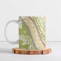 Green Palaka Hawaii Leis Ceramic Mug Hawaiian-plaid Elegant Tropical Vibes - Polynesian Pride